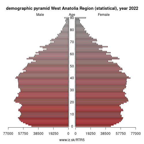 demographic pyramid TR5 West Anatolia Region (statistical)