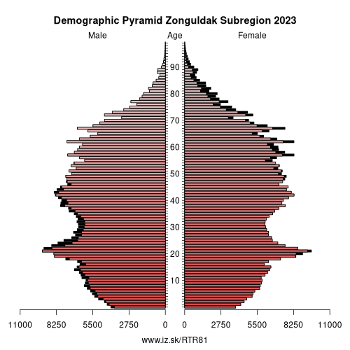 demographic pyramid TR81 Zonguldak Subregion