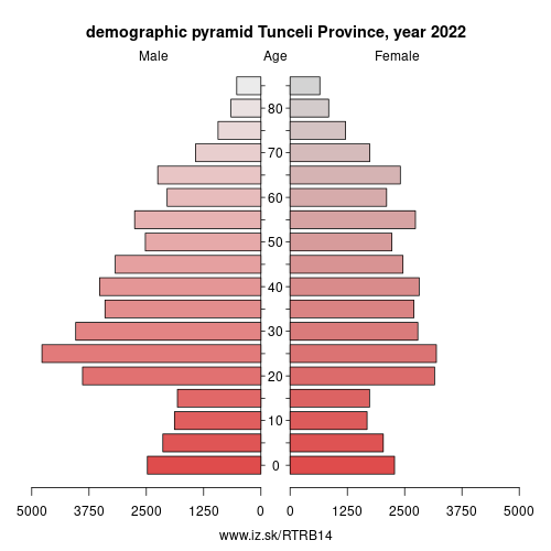 demographic pyramid TRB14 Tunceli Province