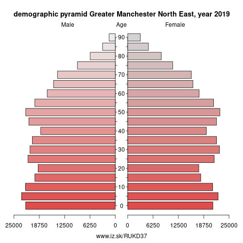 demographic pyramid UKD37 Greater Manchester North East