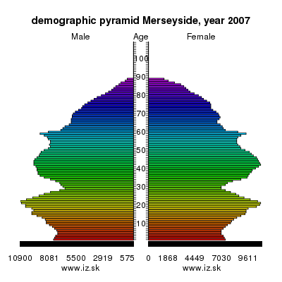 demographic pyramid Merseyside,