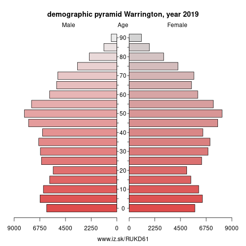 population pyramid of UKD61 Warrington