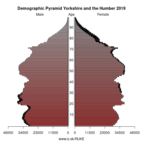 demographic pyramid UKE Yorkshire and the Humber