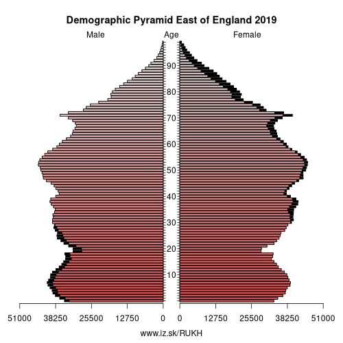 demographic pyramid UKH East of England