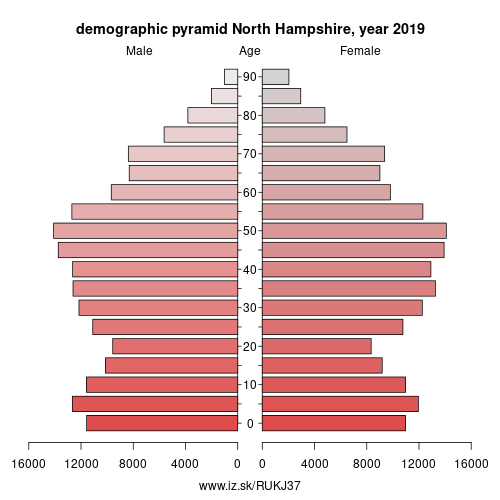 demographic pyramid UKJ37 North Hampshire