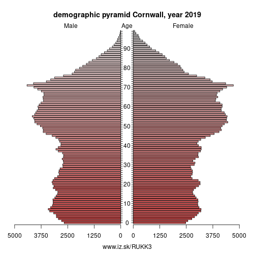 demographic pyramid UKK3 Cornwall