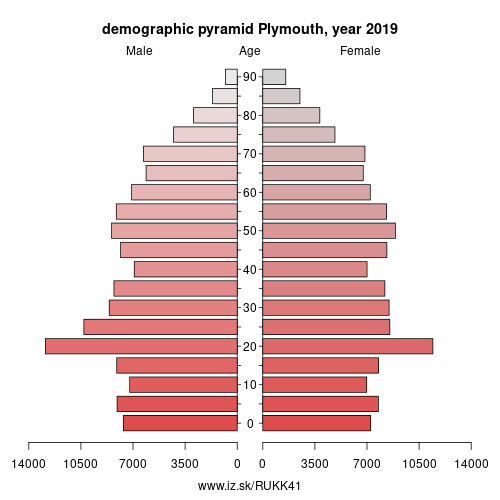 demographic pyramid UKK41 Plymouth