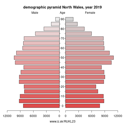 demographic pyramid UKL23 North Wales