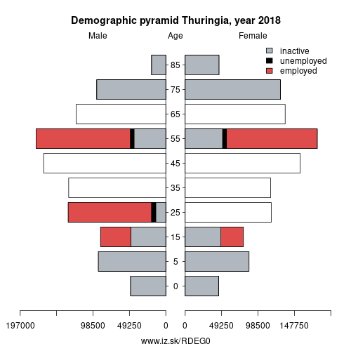 demographic pyramid DEG0 Thuringia based on economic activity – employed, unemploye, inactive