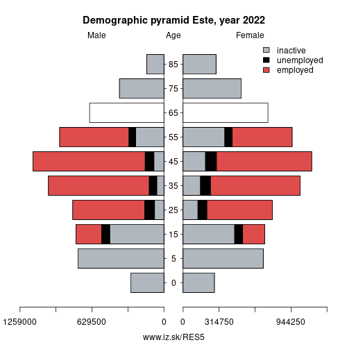 demographic pyramid ES5 Este based on economic activity – employed, unemploye, inactive
