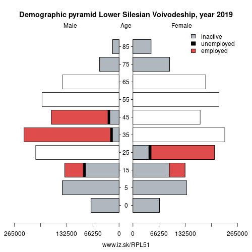 demographic pyramid PL51 Lower Silesian Voivodeship based on economic activity – employed, unemploye, inactive
