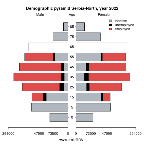demographic pyramid RS1 Serbia-North based on economic activity – employed, unemploye, inactive