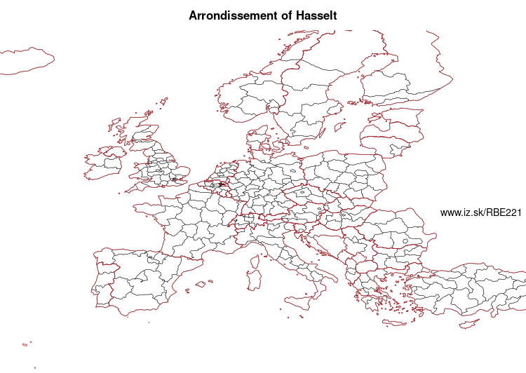map of Arrondissement of Hasselt BE221
