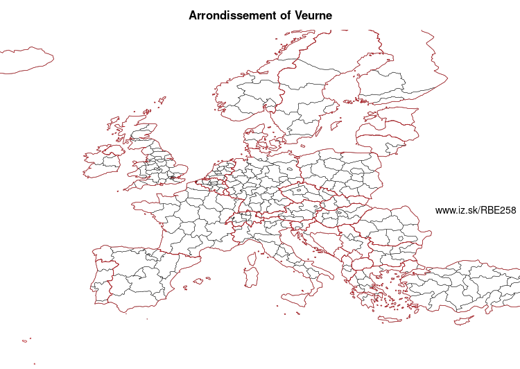 map of Arrondissement of Veurne BE258