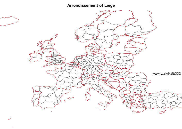 map of Arrondissement of Liège BE332
