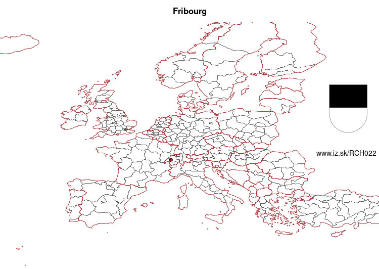 map of Canton of Fribourg CH022