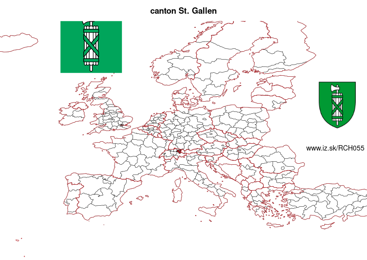 map of Canton of St. Gallen CH055