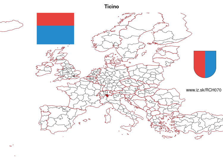 map of Canton of Ticino CH070