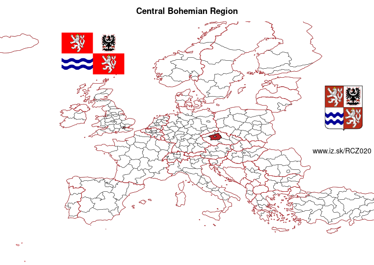 map of Central Bohemian Region CZ020