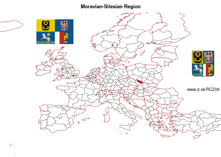 map of Moravian-Silesian Region CZ08