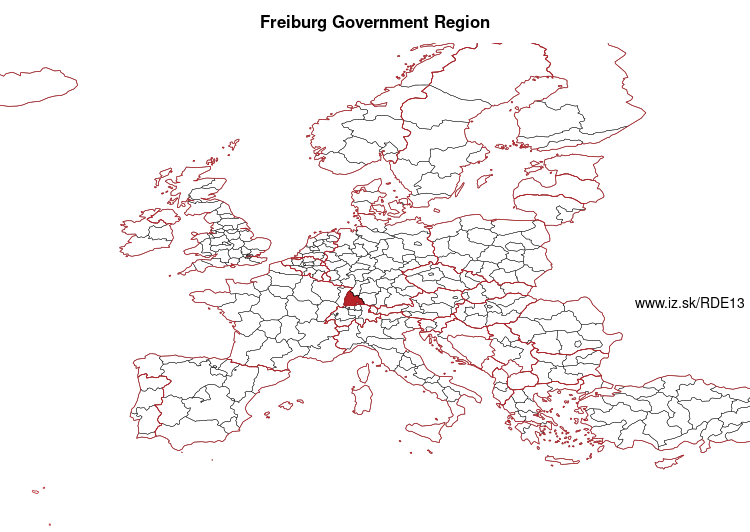 map of Freiburg Government Region DE13