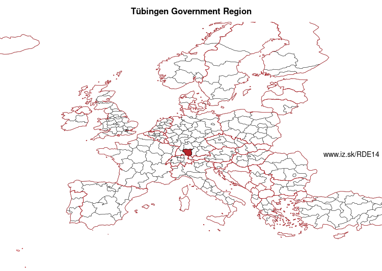 map of Tübingen Government Region DE14