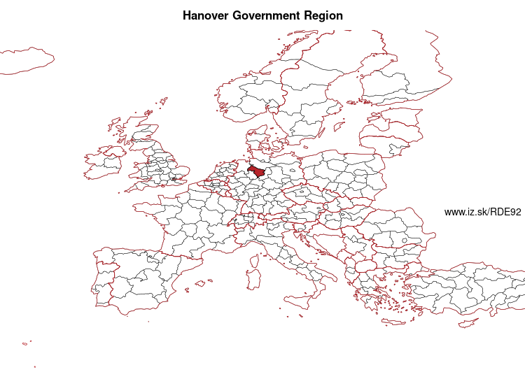 map of Hanover Government Region DE92