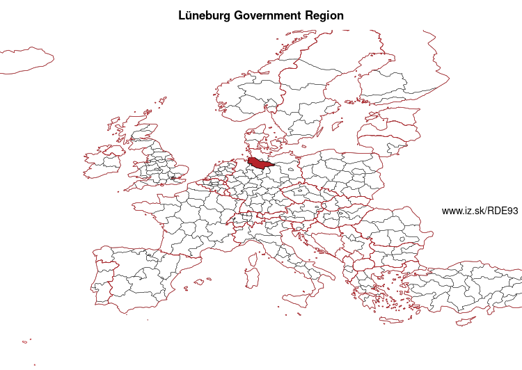 map of Lüneburg Government Region DE93