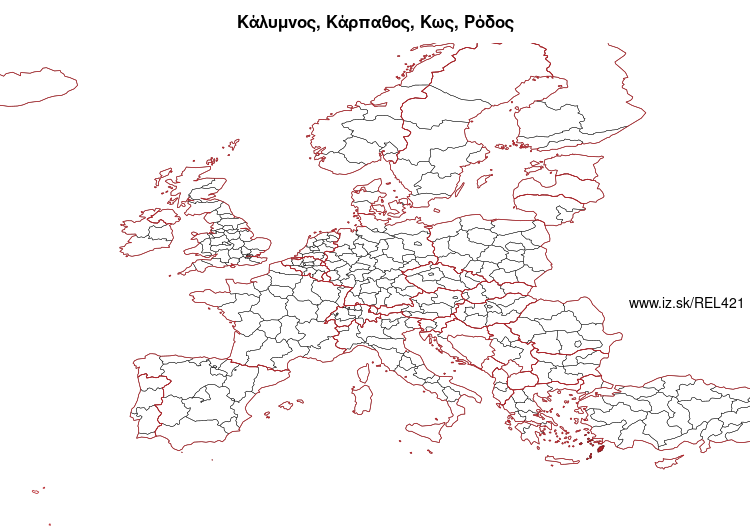 map of Κάλυμνος, Κάρπαθος, Κως, Ρόδος EL421