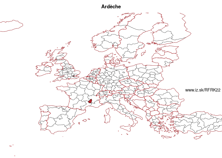 map of Ardèche FRK22