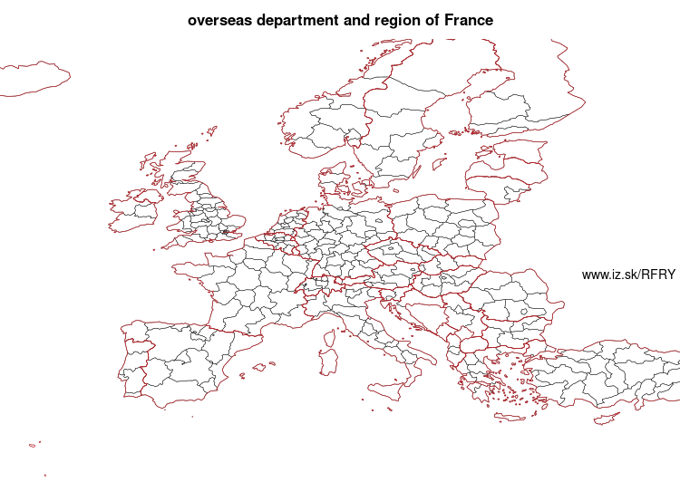 map of overseas department and region of France FRY