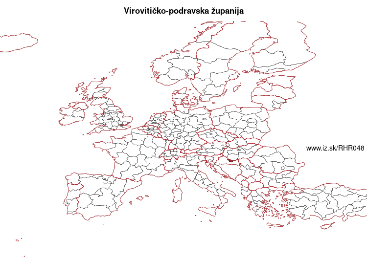 map of Virovitičko-podravska županija HR048