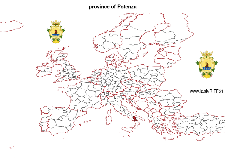 map of province of Potenza ITF51