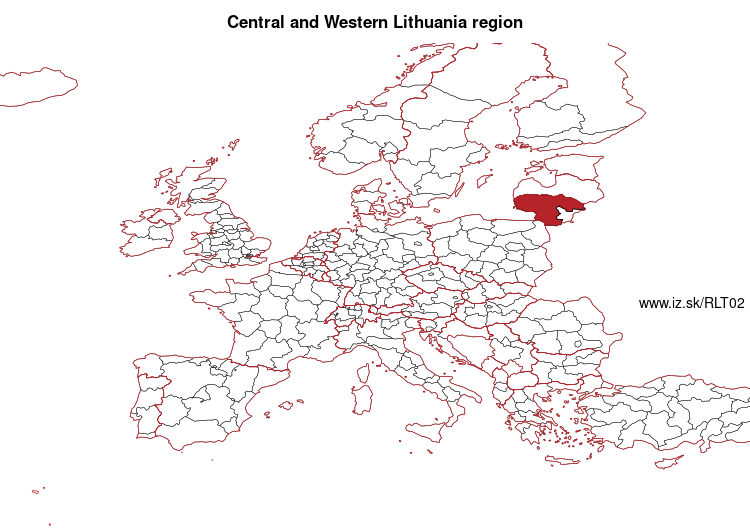 map of Central and Western Lithuania region LT02