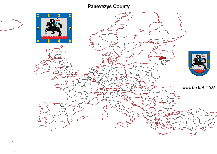 map of Panevėžys County LT025