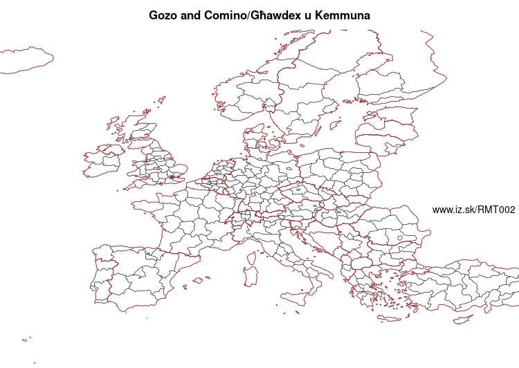 map of Gozo and Comino/Għawdex u Kemmuna MT002