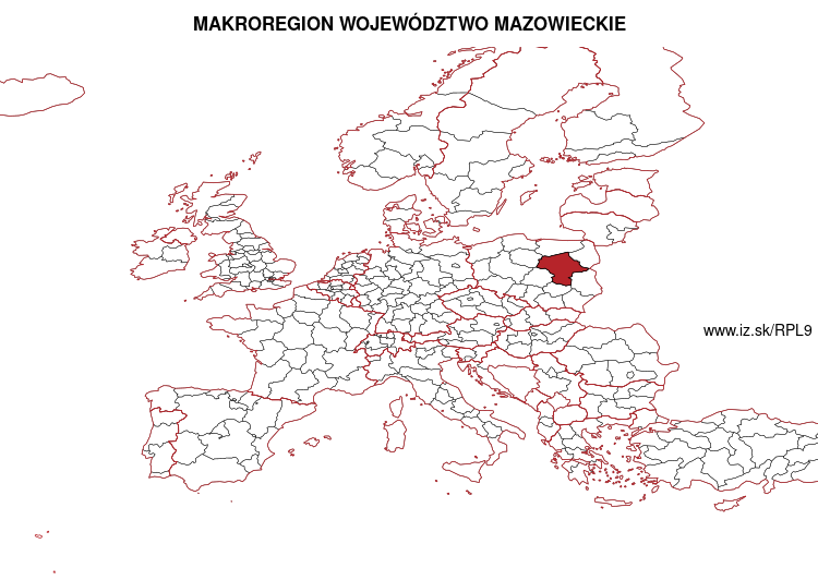 map of MAKROREGION WOJEWÓDZTWO MAZOWIECKIE PL9