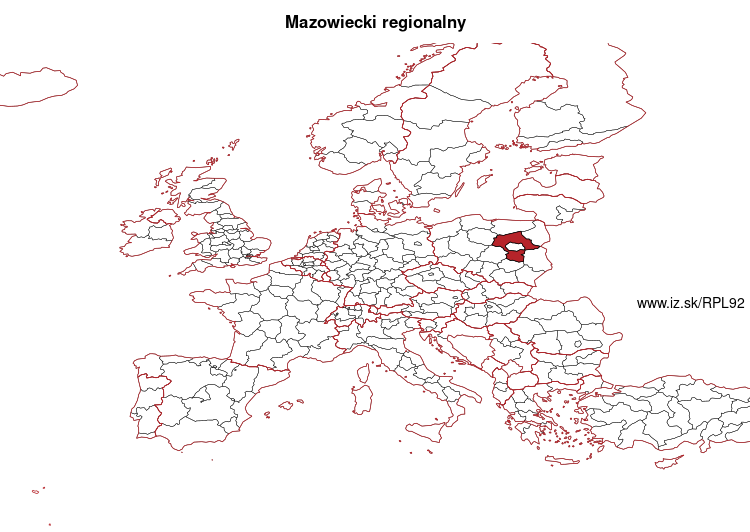 map of NUTS code PL92