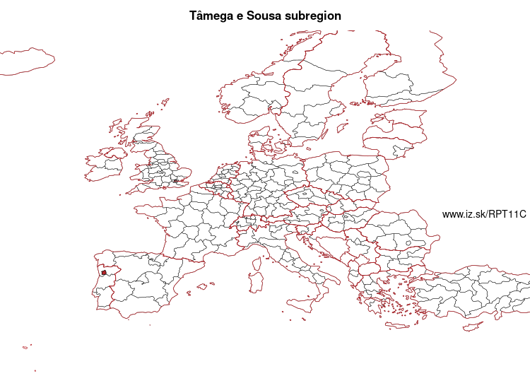 map of Tâmega e Sousa subregion PT11C