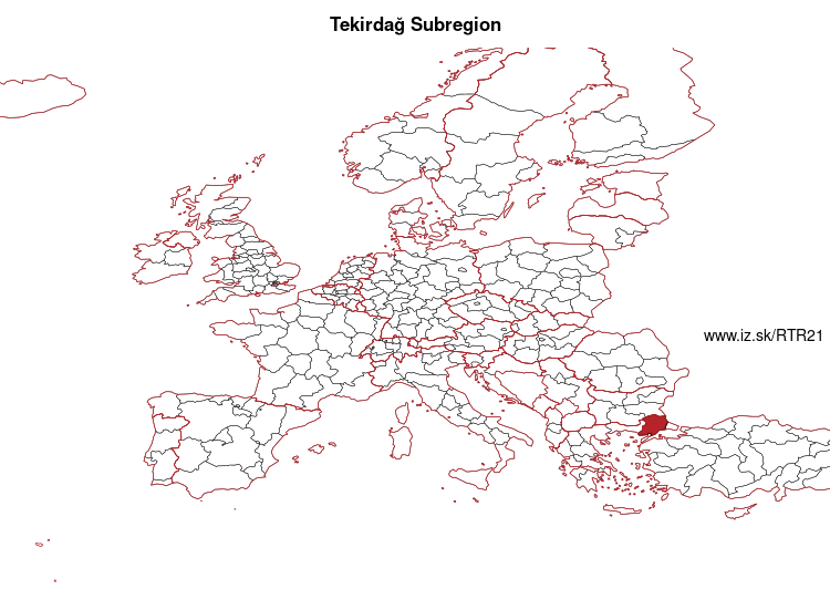 map of Tekirdağ Subregion TR21