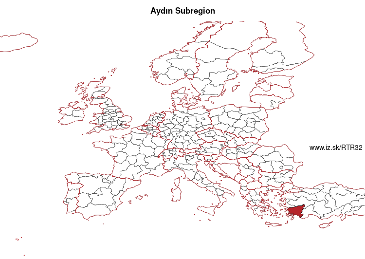 map of Aydın Subregion TR32