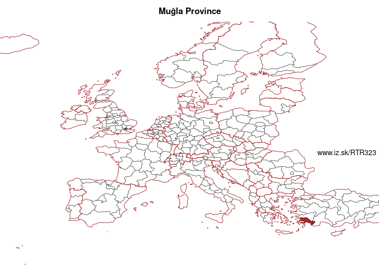 map of Muğla Province TR323