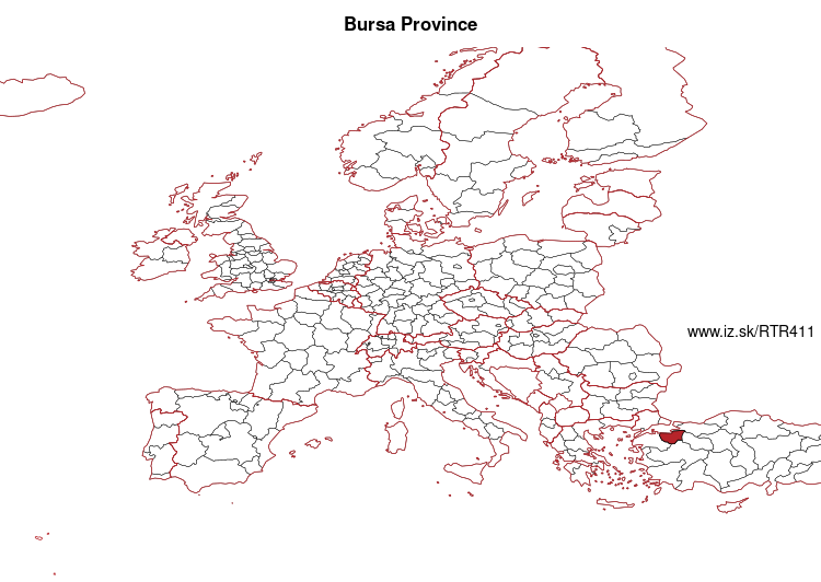 map of Bursa Province TR411