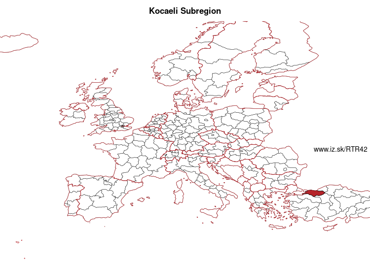 map of Kocaeli Subregion TR42