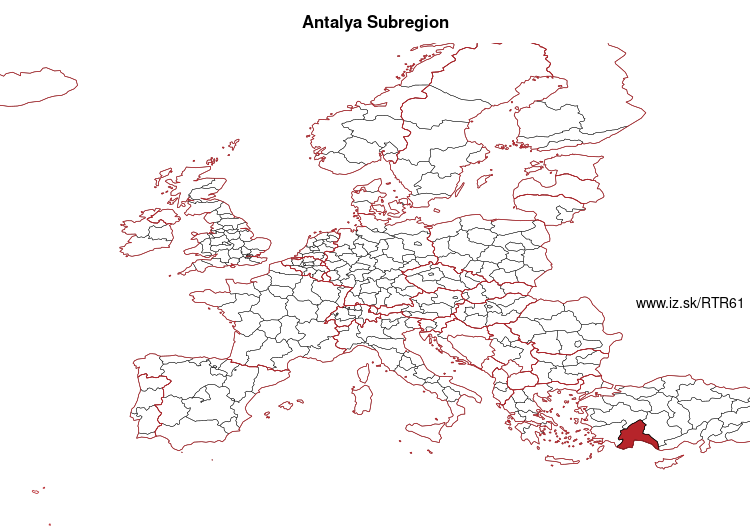 map of Antalya Subregion TR61