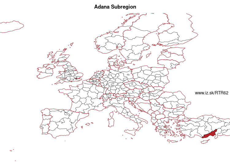 map of Adana Subregion TR62