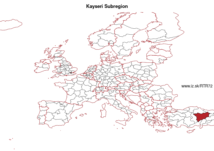 map of Kayseri Subregion TR72