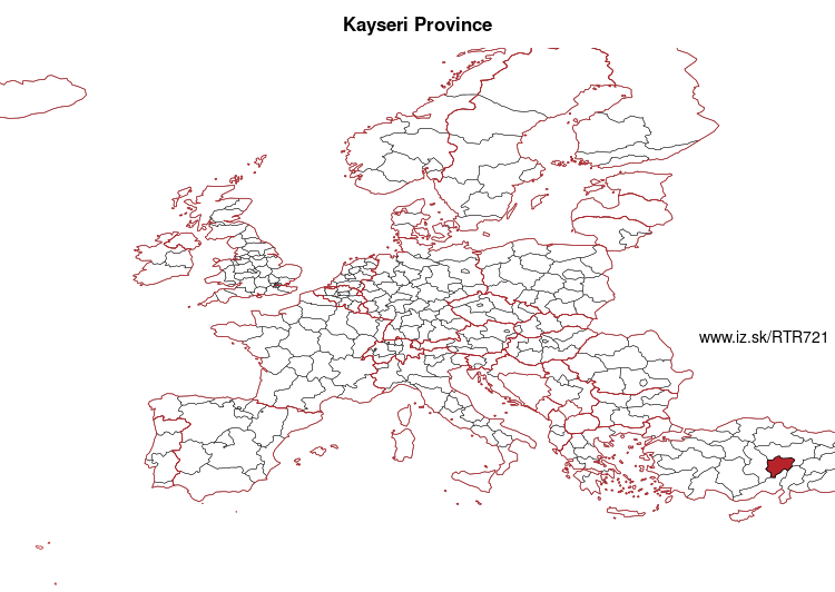 map of Kayseri Province TR721