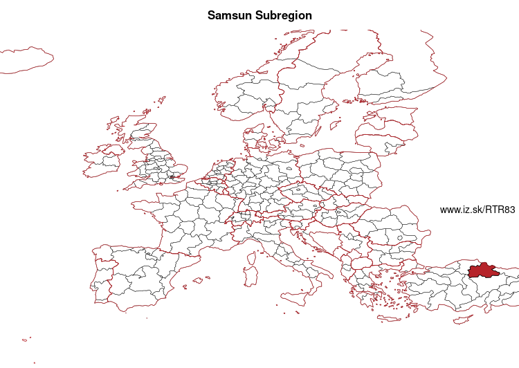 map of Samsun Subregion TR83