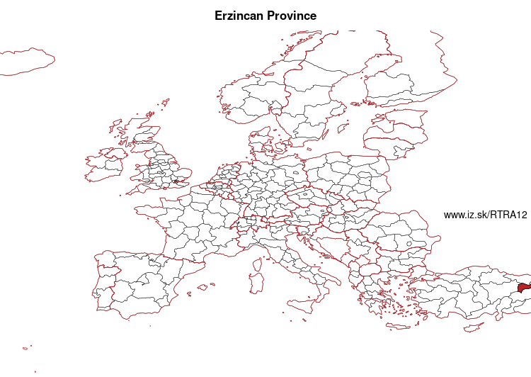 map of Erzincan Province TRA12
